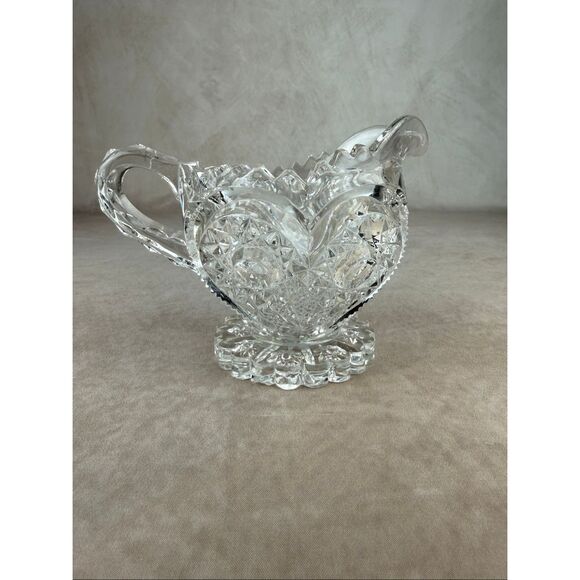 EAPG Vintage Imperial Zippered Heart Pitcher Glass Manganese Glow - Picture 2 of 11